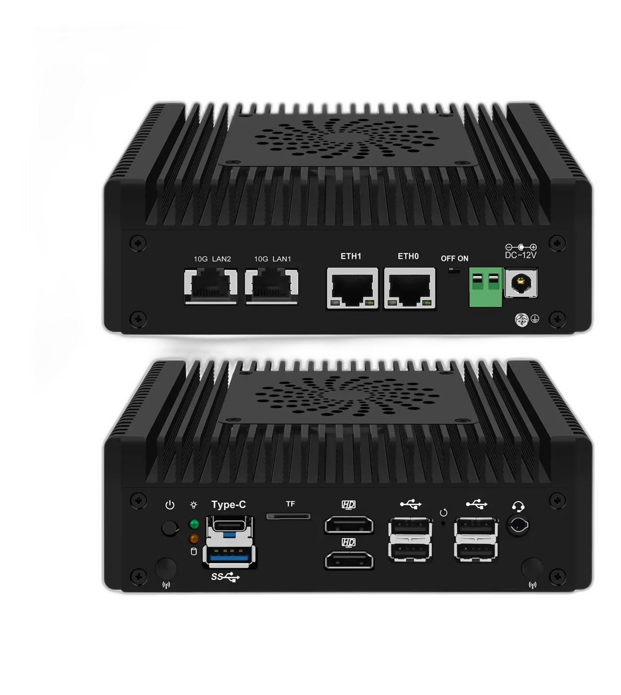 CWWK S7 Pro, mini PC de red con Intel N150, dos puertos 10GbE RJ45 y dos puertos 2,5GbE con fondo transparente
