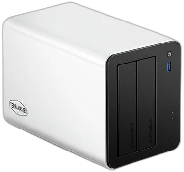TerraMaster F2-425 Plus, almacenamiento en red de dos bahías con procesador Intel N150 y dos bocas de 5 Gigabit, con fondo transparente