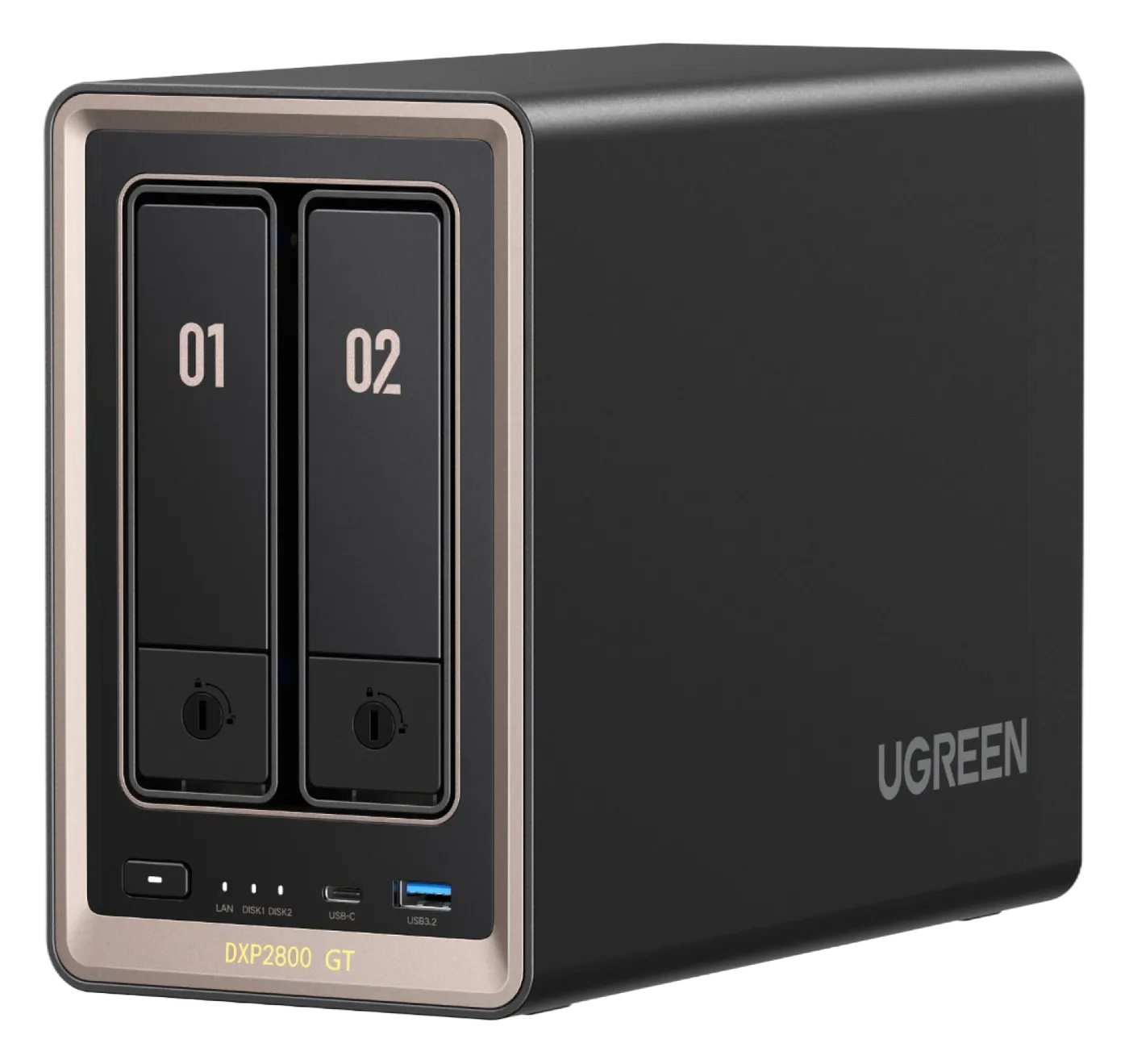 UGREEN NASync DXP2800 GT, NAS de dos bahías con red de 10 Gigabit y AMD Ryzen Embedded R2514 para almacenamiento en red casero