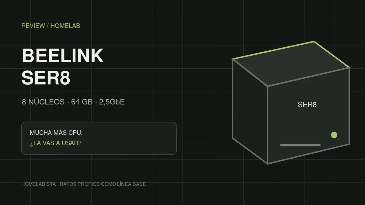 Beelink SER8 review para homelab con Ryzen 7 8845HS, 64 GB de RAM y red 2.5GbE
