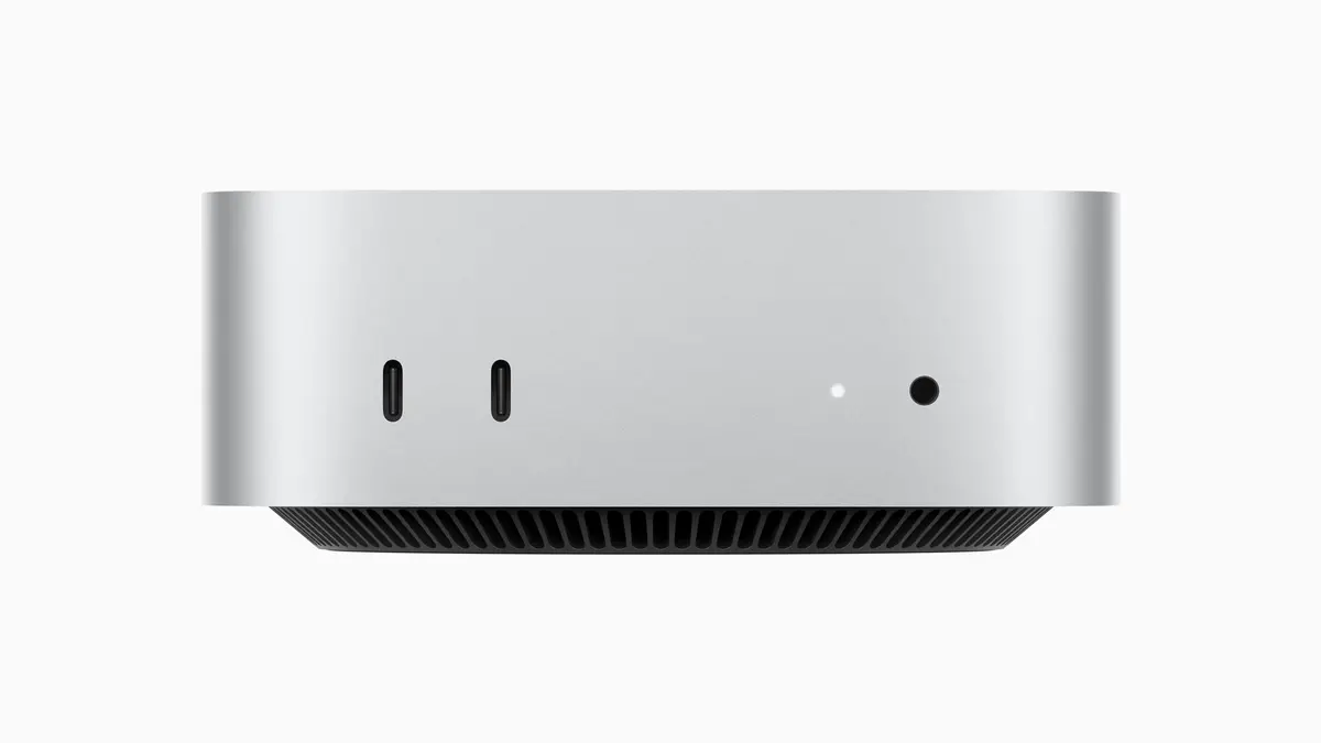 Puertos frontales del Mac Mini M4: dos USB-C y jack de auriculares