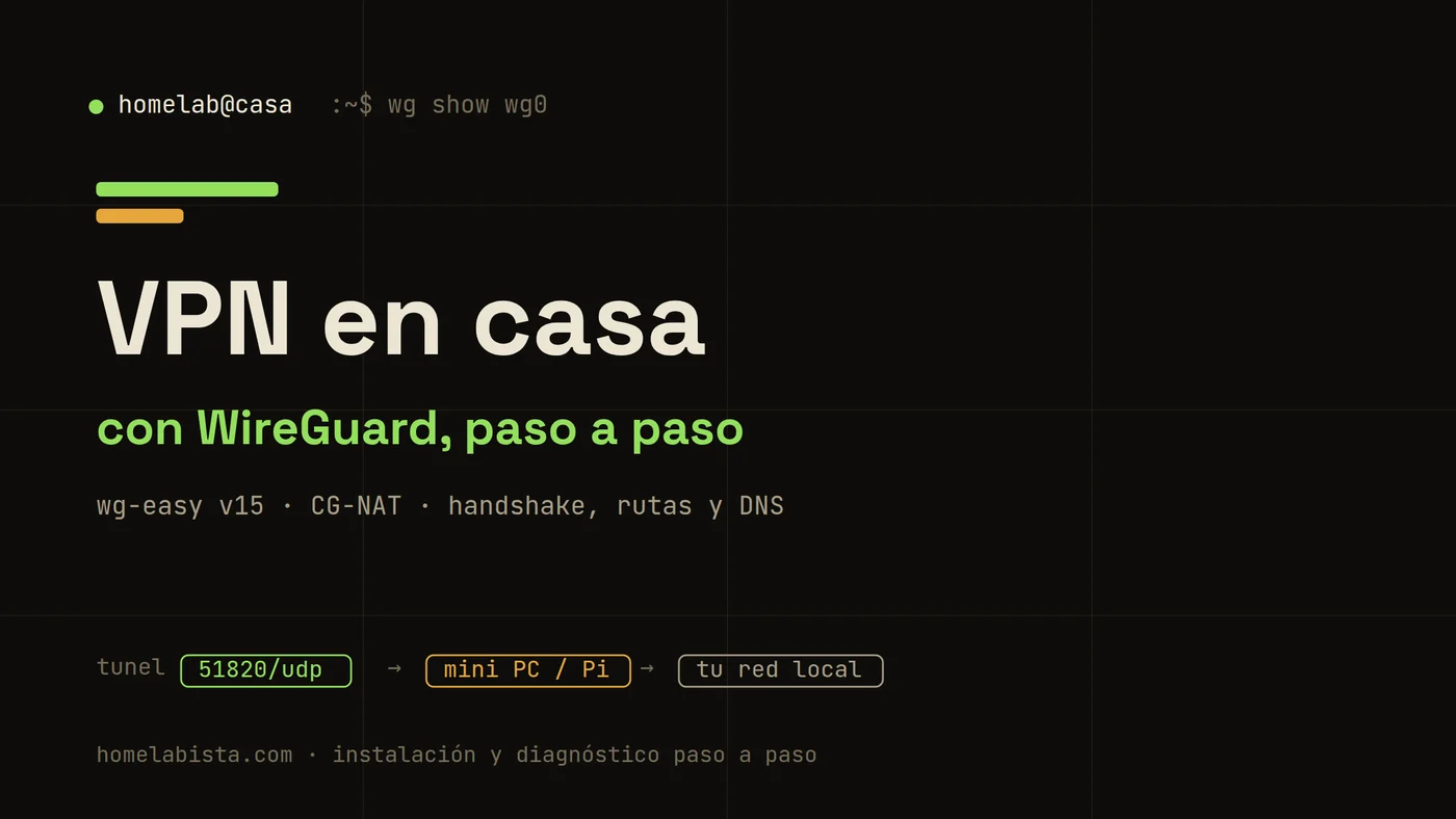 Montar una VPN en casa con WireGuard: un túnel cifrado desde el móvil fuera de casa hasta tu red local, servido desde un mini PC o una Raspberry Pi de bajo consumo
